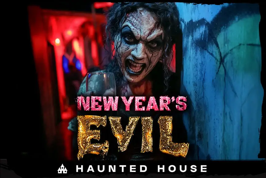 Possessed partygoer toasting in “New Year Evil” haunt