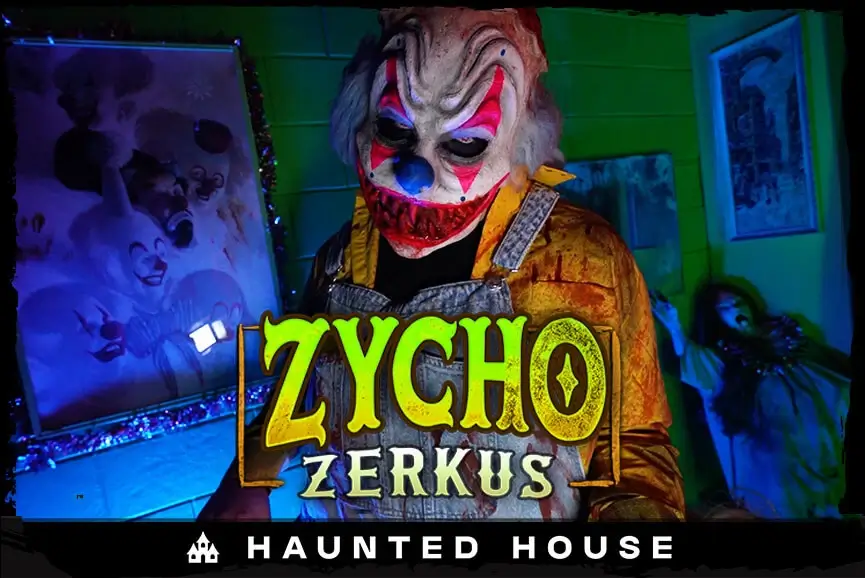 Psycho clown fronting “Psycho Zerkus” haunt